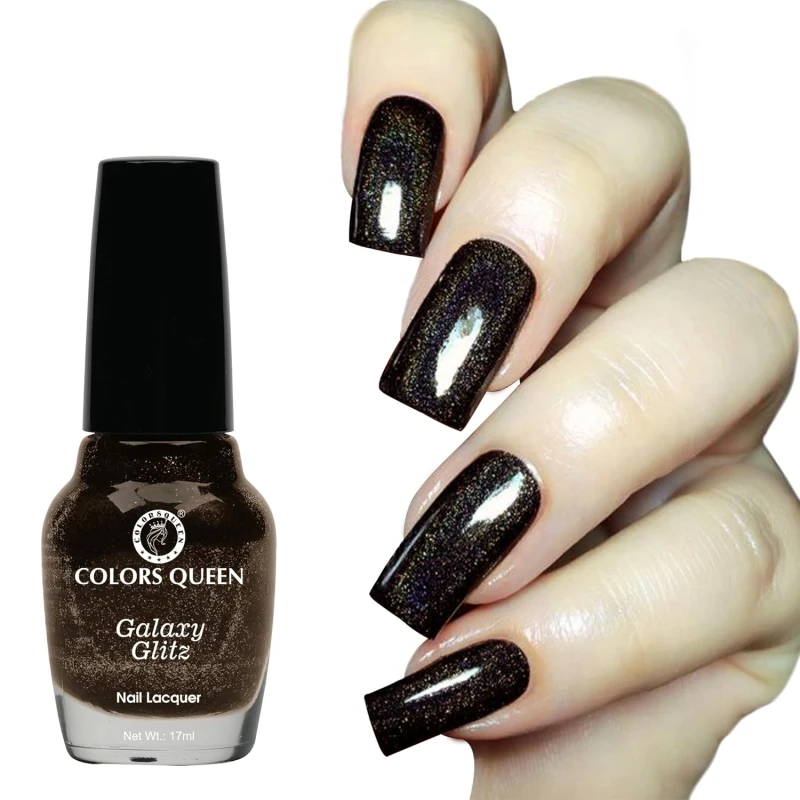 Colors Queen Galaxy Glitz Nail Lacquer | Glossy Nail Polish | Long Lasting | Chip Resisting Formula, Effortless Application | Vegan and Cruelty Free (104 - Aura, 17ml) thumbnail 2